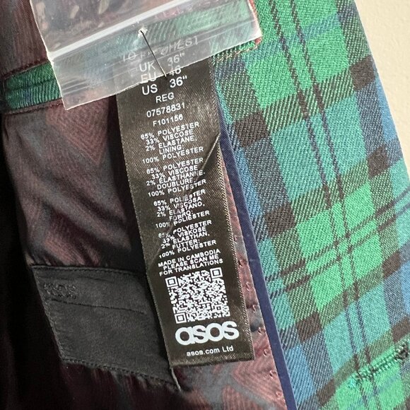 ASOS Green and Blue Plaid Blazer - Picture 3 of 7